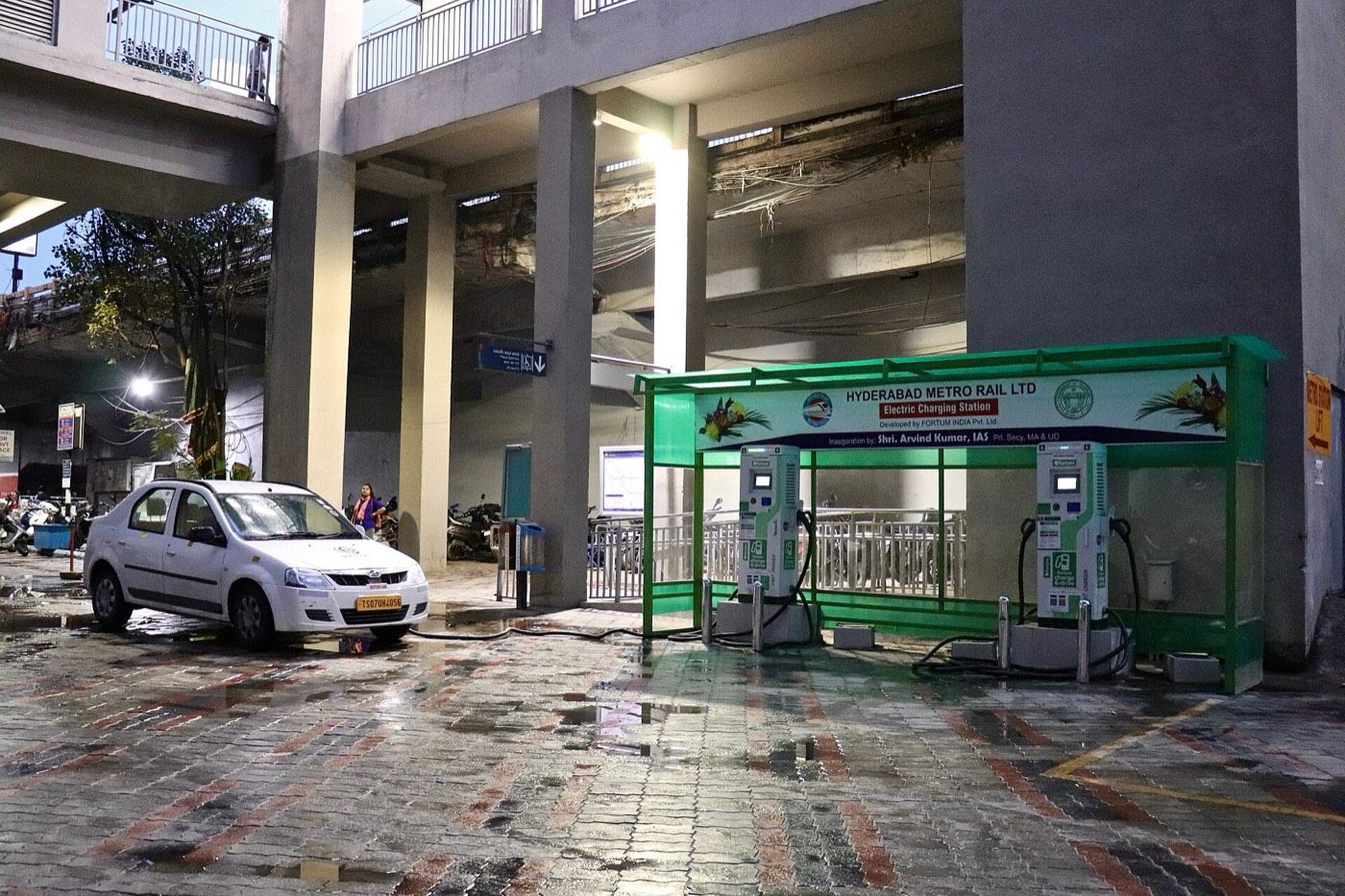 Electric car charging station in Begumpet, Hyderabad