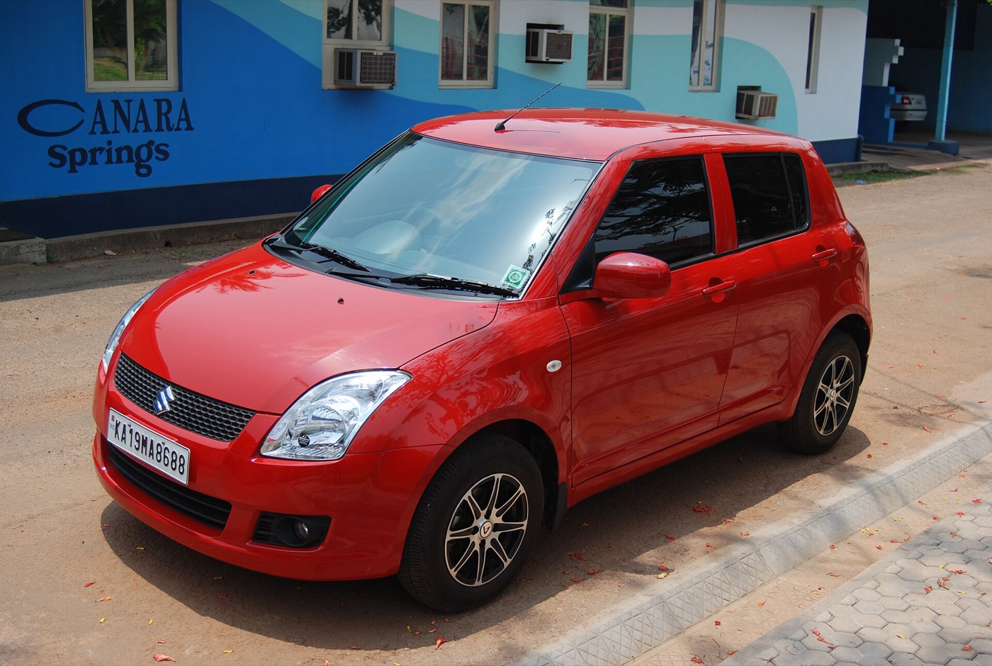 Maruti Suzuki Swift hatchback, front three-quarter view